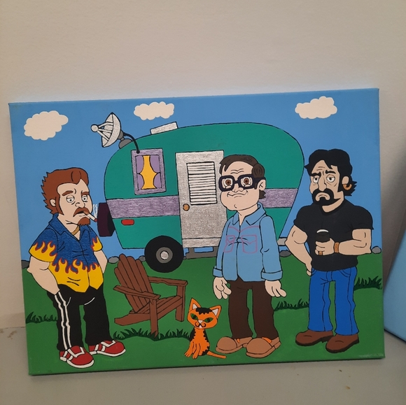 Medium Size hand Painted trailer park boys canvas painting - Picture 1 of 1